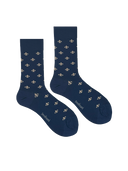 Bamboo Crew Socks for Men - Navy Blue and White Floral