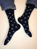 Bamboo Crew Socks for Men - Navy Blue and White Floral