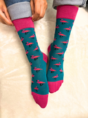 Bamboo Crew Socks for Women - Pink Flamingo