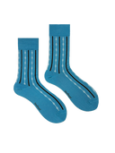 Bamboo Crew Socks for Men - Blue White Weave