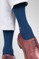 Bamboo Solid Crew Socks for Men - Blue