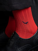 Bamboo Solid Crew Socks for Men - Red
