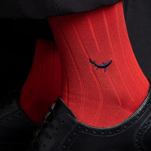 Bamboo Solid Crew Socks for Men - Red