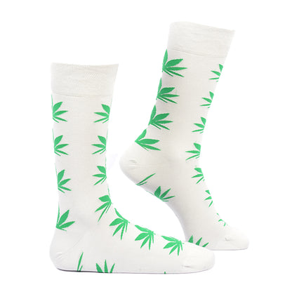 Leafy Whites - XL Bamboo Socks