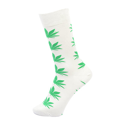 Leafy Whites - XL Bamboo Socks