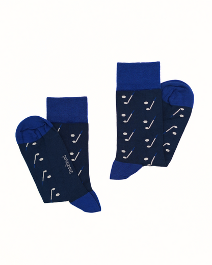 Men’s Regular Bamboo Socks – Navy with White & Blue Pattern