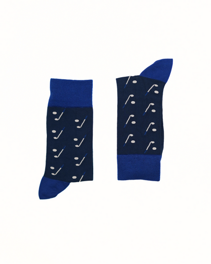 Men’s Regular Bamboo Socks – Navy with White & Blue Pattern