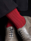 Bamboo Solid Crew Socks for Men - Red