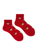 Bamboo Ankle Socks for Women - Reindeer Red