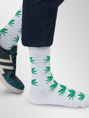 Bamboo Crew Socks for Men - Leafy Whites