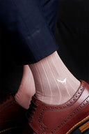Bamboo Solid Crew Socks for Men - Pink