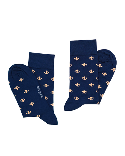 Navy Blue and White Floral Bamboo Socks