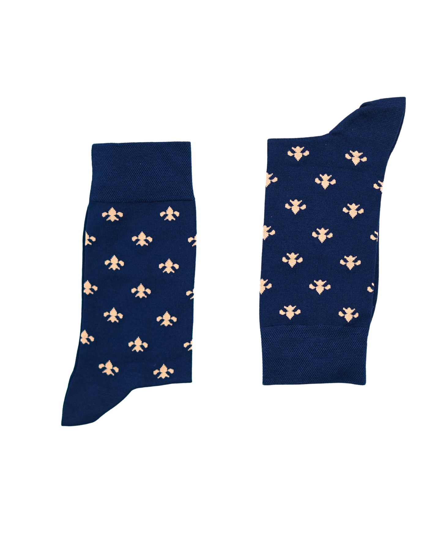 Navy Blue and White Floral Bamboo Socks