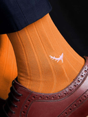 Bamboo Solid Crew Socks for Men - Pumpkin Pop