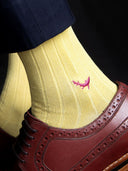 Bamboo Solid Crew Socks for Men - Yellow
